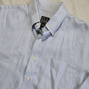 Jos. A. Bank Traveler's Collection Xl Sky Blue 100% Linen Business Formal Shirt